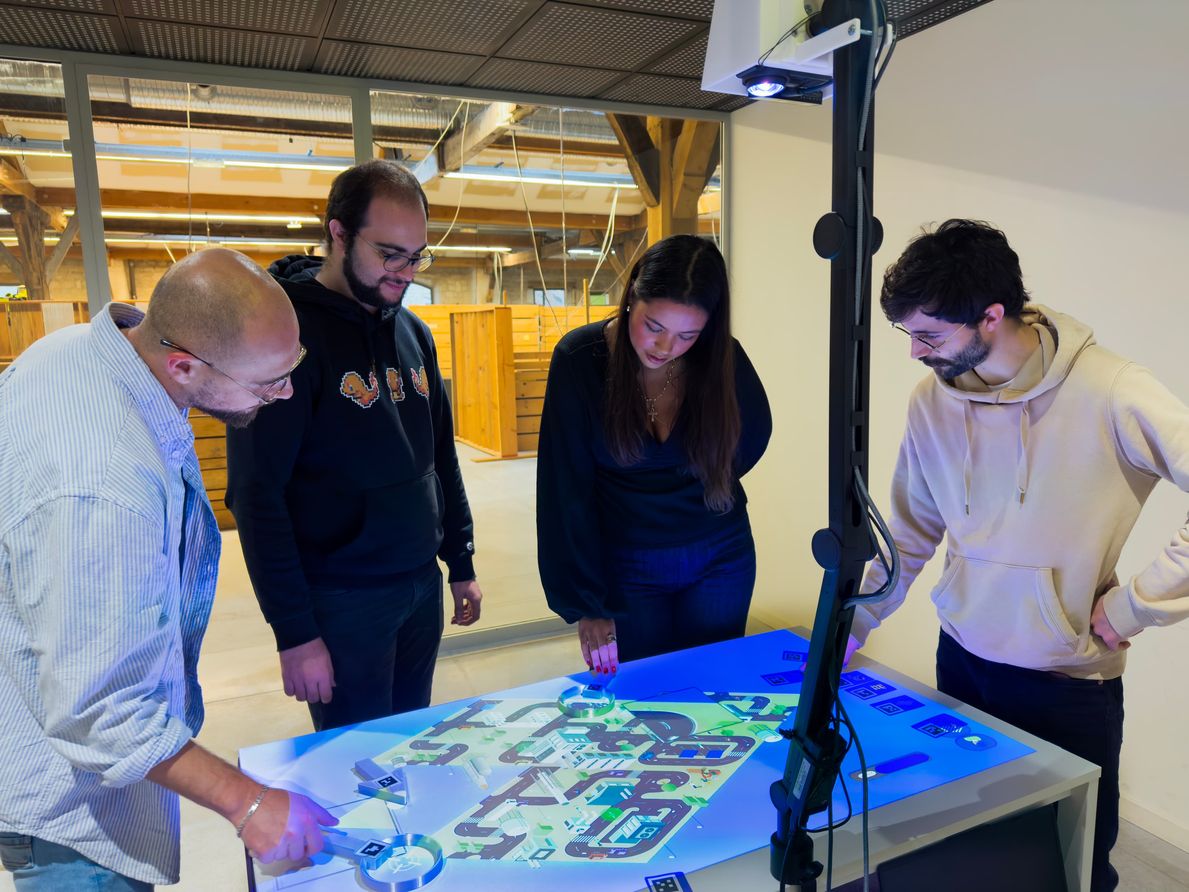 Exercice interactif projeté sur table