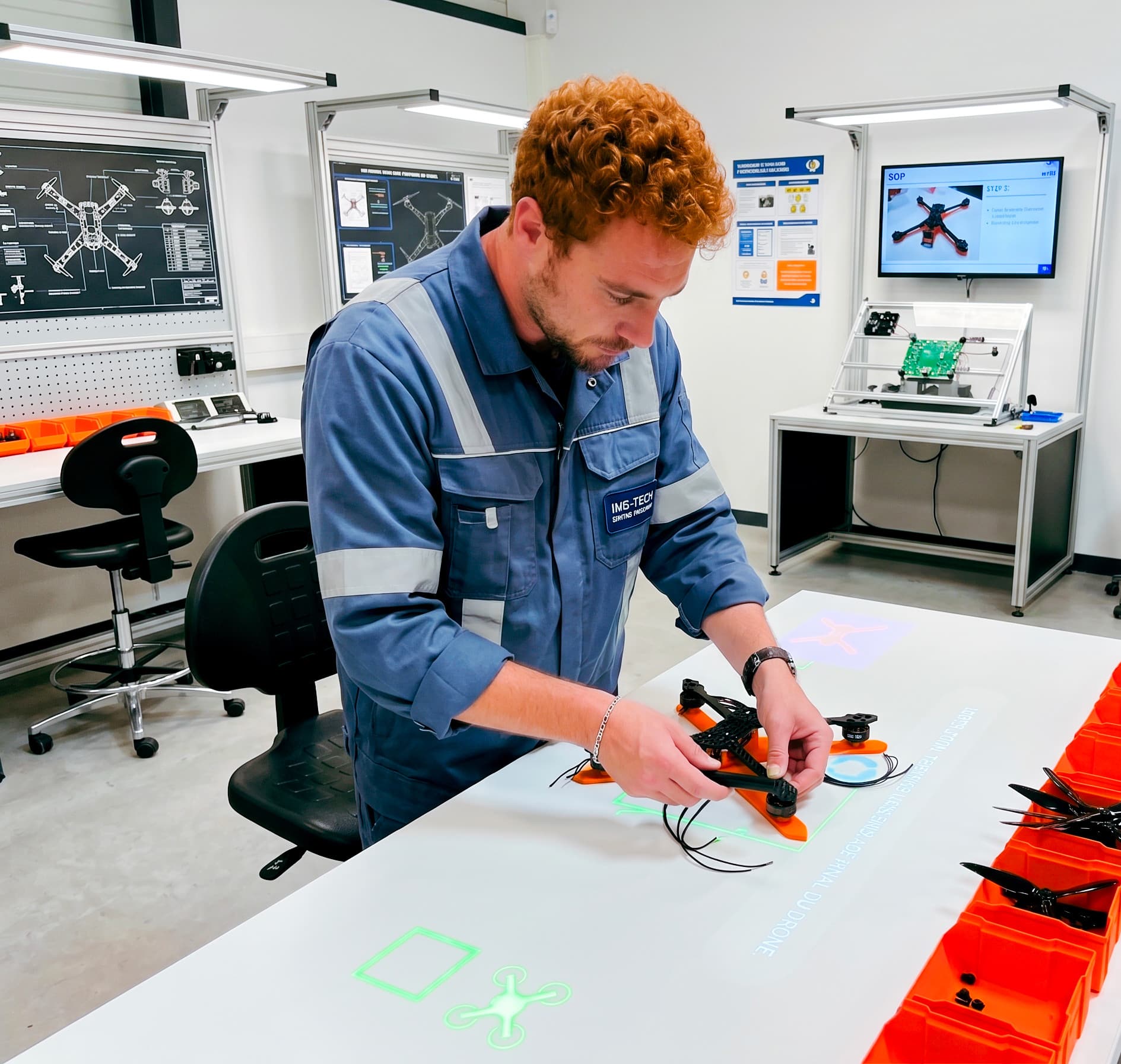 Opérateur aéronautique travaillant avec le dispositif CARDS